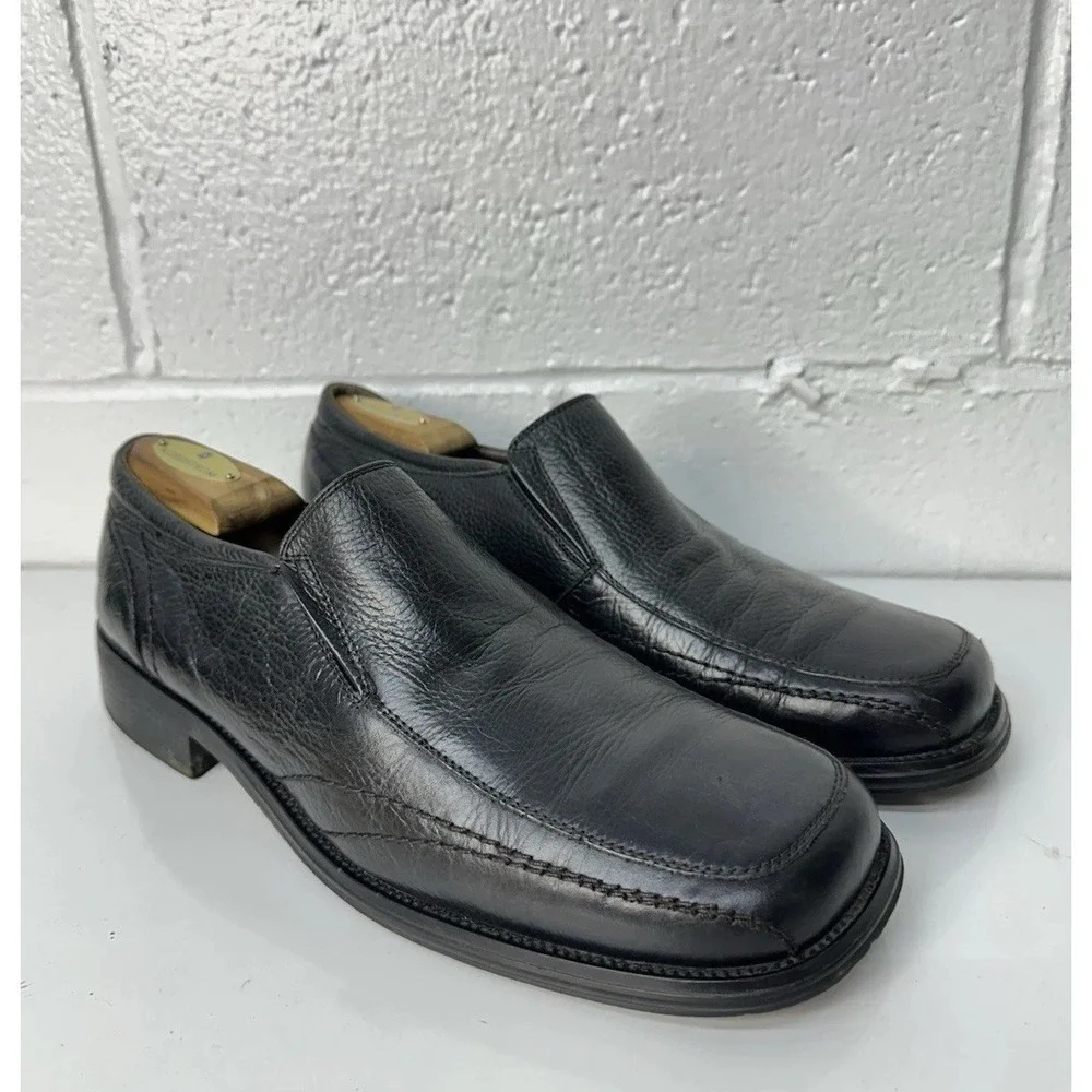 Bed Stu Grunge Men's Square Toe Black Pebbled Leather Slip On Loafer /‎ Men's 11
